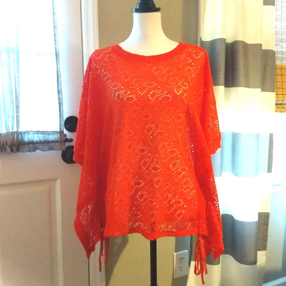 Peck & Peck Cover Up Sz M Orange Cinched Sides